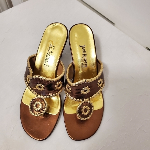 Jack Rogers Brown and Gold Sandals - Picture 7 of 8